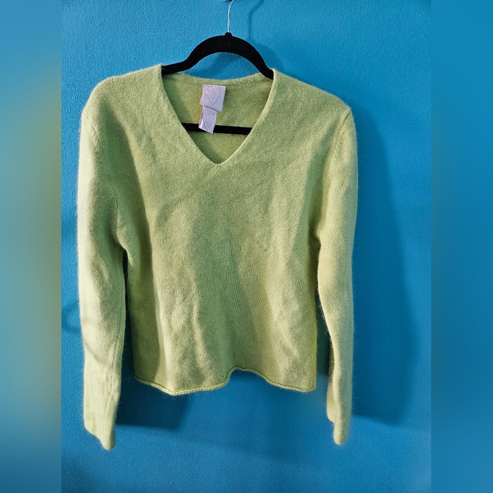Oh Polly Angora And Lamb Wool Lime Green Sweater. Size XL